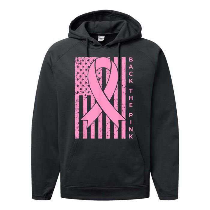 Back The Pink Breast Cancer Awareness Flag Women Men Performance Fleece Hoodie