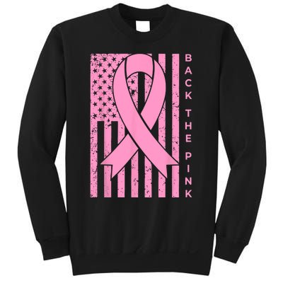 Back The Pink Breast Cancer Awareness Flag Women Men Sweatshirt