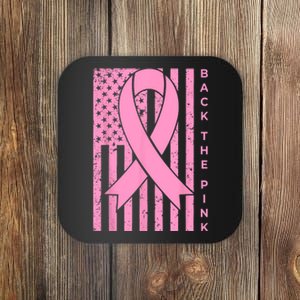 Back The Pink Breast Cancer Awareness Flag Women Men Coaster