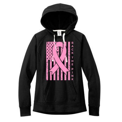 Back The Pink Breast Cancer Awareness Flag Women Men Women's Fleece Hoodie