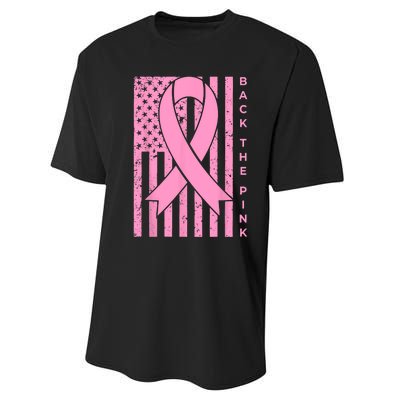 Back The Pink Breast Cancer Awareness Flag Women Men Performance Sprint T-Shirt