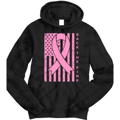 Back The Pink Breast Cancer Awareness Flag Women Men Tie Dye Hoodie