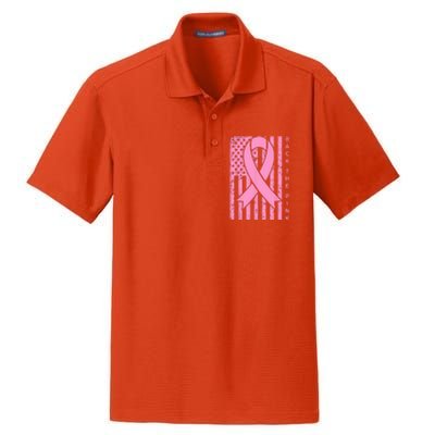 Back The Pink Breast Cancer Awareness Flag Dry Zone Grid Polo