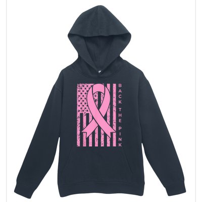 Back The Pink Breast Cancer Awareness Flag Urban Pullover Hoodie