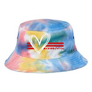 Bulldogs Team Pride School Spirit White Red Heart Tie Dye Newport Bucket Hat