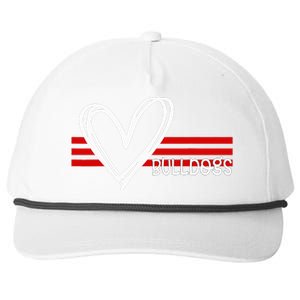 Bulldogs Team Pride School Spirit White Red Heart Snapback Five-Panel Rope Hat