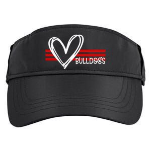 Bulldogs Team Pride School Spirit White Red Heart Adult Drive Performance Visor