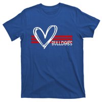 Bulldogs Team Pride School Spirit White Red Heart T-Shirt