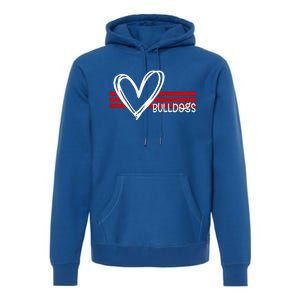 Bulldogs Team Pride School Spirit White Red Heart Premium Hoodie