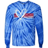 Bulldogs Team Pride School Spirit White Red Heart Tie-Dye Long Sleeve Shirt