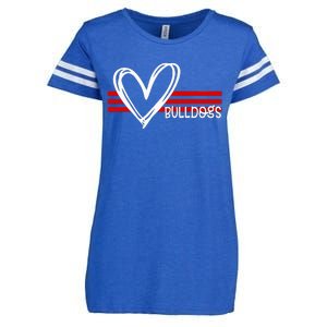 Bulldogs Team Pride School Spirit White Red Heart Enza Ladies Jersey Football T-Shirt