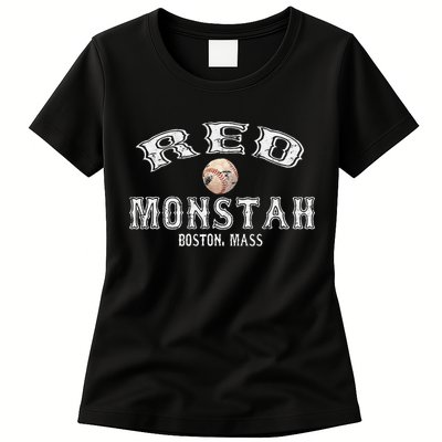 Boston Townie Pride Fans Red Monsta Vintage Fenway Womens T-Shirt