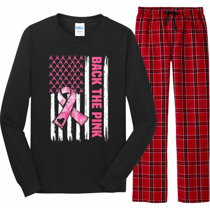 Back The Pink Warrior Flag American Breast Cancer Awareness Long Sleeve Pajama Set