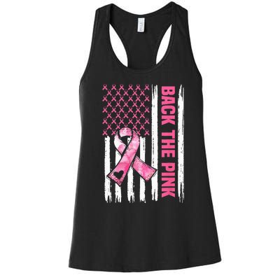 Back The Pink Warrior Flag American Breast Cancer Awareness Women's Racerback Tank