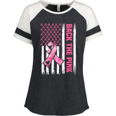 Back The Pink Warrior Flag American Breast Cancer Awareness Enza Ladies Jersey Colorblock Tee