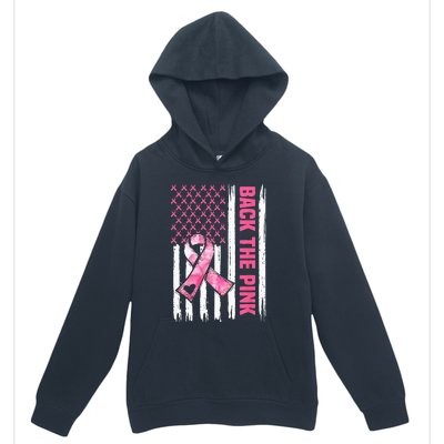 Back The Pink Warrior Flag American Breast Cancer Awareness Urban Pullover Hoodie