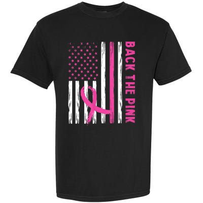 Back The Pink Ribbon Flag Breast Cancer Warrior Men Women Garment-Dyed Heavyweight T-Shirt