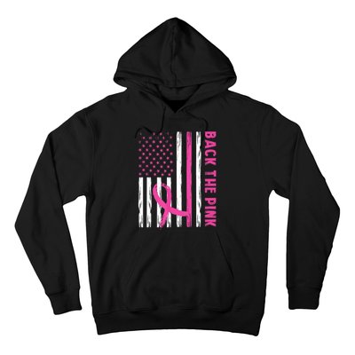 Back The Pink Ribbon Flag Breast Cancer Warrior Men Women Hoodie