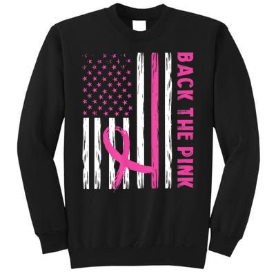 Back The Pink Ribbon Flag Breast Cancer Warrior Men Women Sweatshirt