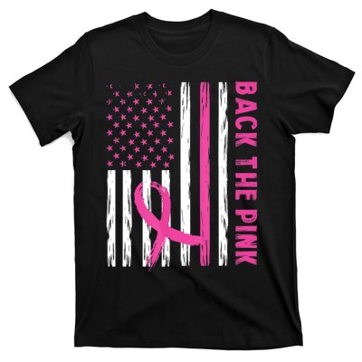 Back The Pink Ribbon Flag Breast Cancer Warrior Men Women T-Shirt