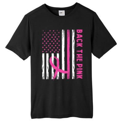 Back The Pink Ribbon Flag Breast Cancer Warrior Men Women Tall Fusion ChromaSoft Performance T-Shirt