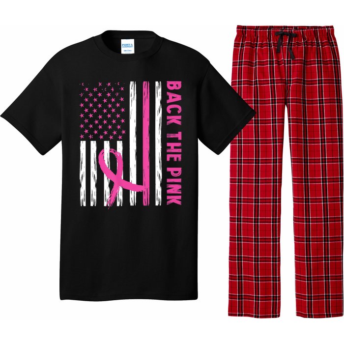 Back The Pink Ribbon Flag Breast Cancer Warrior Men Women Pajama Set