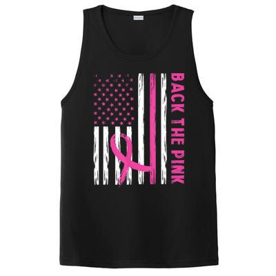 Back The Pink Ribbon Flag Breast Cancer Warrior Men Women PosiCharge Competitor Tank