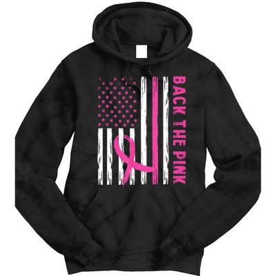 Back The Pink Ribbon Flag Breast Cancer Warrior Men Women Tie Dye Hoodie