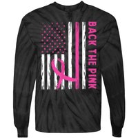 Back The Pink Ribbon Flag Breast Cancer Warrior Men Women Tie-Dye Long Sleeve Shirt