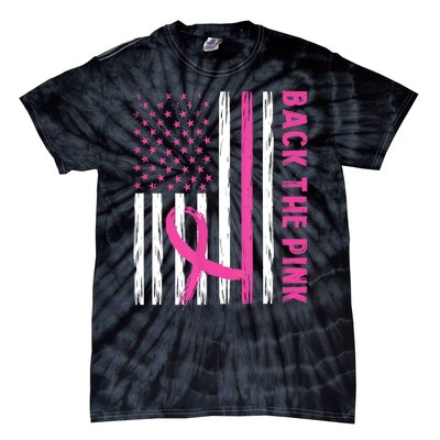 Back The Pink Ribbon Flag Breast Cancer Warrior Men Women Tie-Dye T-Shirt