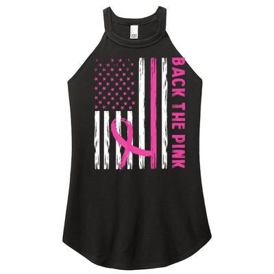 Back The Pink Ribbon Flag Breast Cancer Warrior Men Women Women’s Perfect Tri Rocker Tank