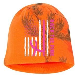 Back The Pink Ribbon Flag Breast Cancer Warrior Men Women Kati - Camo Knit Beanie