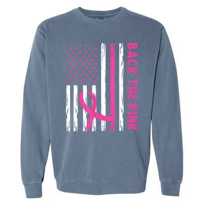 Back The Pink Ribbon Flag Breast Cancer Warrior Men Women Garment-Dyed Sweatshirt