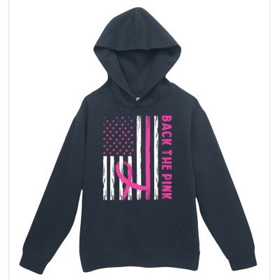 Back The Pink Ribbon Flag Breast Cancer Warrior Men Women Urban Pullover Hoodie