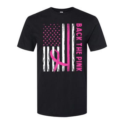 Back The Pink Ribbon Flag Breast Cancer Warrior Men Women Softstyle CVC T-Shirt