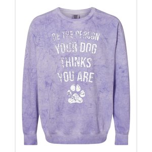 Be The Person Your Dog Thinks You Are Funny Sweet Pet Gift Colorblast Crewneck Sweatshirt