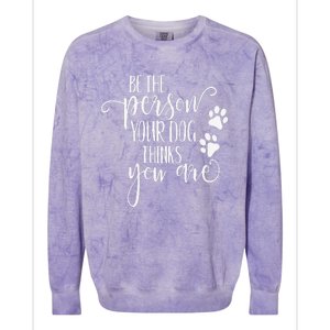 Be The Person Your Dog Thinks You Are Paws Funny Dog Lover Colorblast Crewneck Sweatshirt