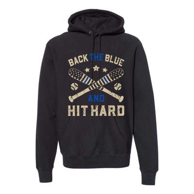 Baseball Team Pitcher Police Sheriff Supporter Back The Blue Premium Hoodie