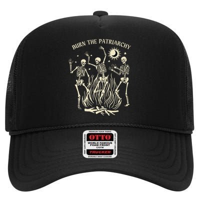 Burn The Patriarchy Funny Feminist Halloween High Crown Mesh Back Trucker Hat