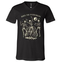 Burn The Patriarchy Funny Feminist Halloween V-Neck T-Shirt