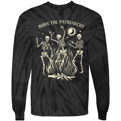 Burn The Patriarchy Funny Feminist Halloween Tie-Dye Long Sleeve Shirt