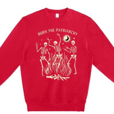 Burn The Patriarchy Funny Feminist Halloween Premium Crewneck Sweatshirt