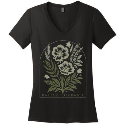 Barely Tolerable Pride And Prejudice Jane Austen Women's V-Neck T-Shirt