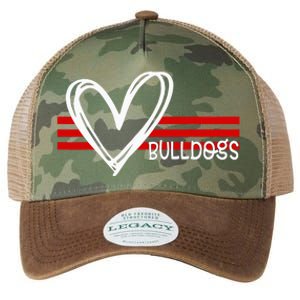 Bulldogs Team Pride School Spirit White Red Heart Legacy Tie Dye Trucker Hat