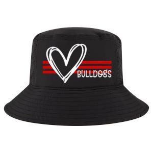 Bulldogs Team Pride School Spirit White Red Heart Cool Comfort Performance Bucket Hat