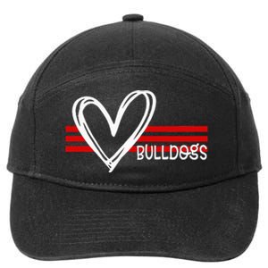 Bulldogs Team Pride School Spirit White Red Heart 7-Panel Snapback Hat