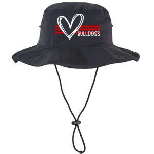 Bulldogs Team Pride School Spirit White Red Heart Legacy Cool Fit Booney Bucket Hat