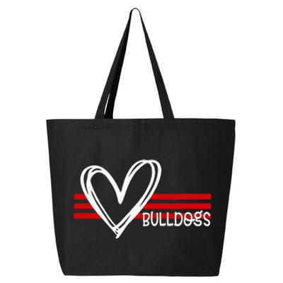 Bulldogs Team Pride School Spirit White Red Heart 25L Jumbo Tote