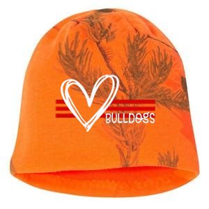 Bulldogs Team Pride School Spirit White Red Heart Kati - Camo Knit Beanie