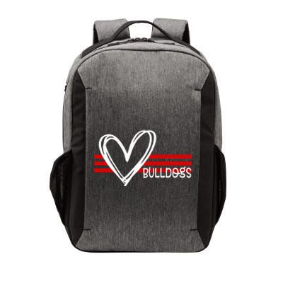 Bulldogs Team Pride School Spirit White Red Heart Vector Backpack